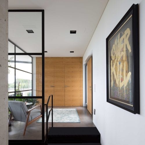 lostinarchitecture_interior design_entrance black steel and oak