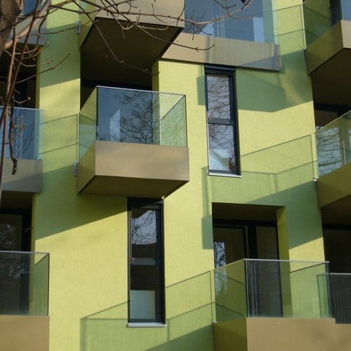 lostinarchitecture_Geschoßwohnbau, Detail der Fassade mit Balkonen und Loggien , Wohnbau Wien Immover GmbH